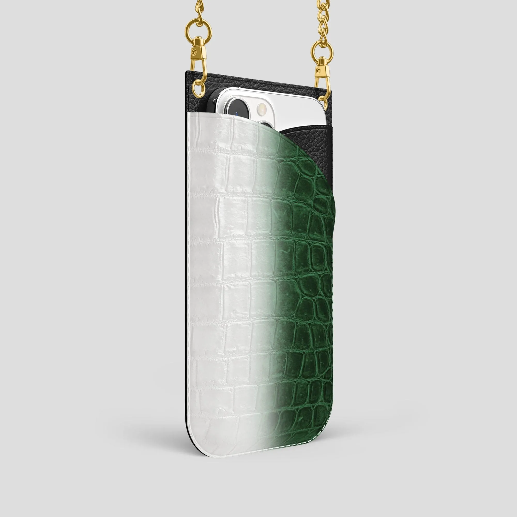 Crossbody Bag For iPhone 14 Pro In Himalayan Crocodile