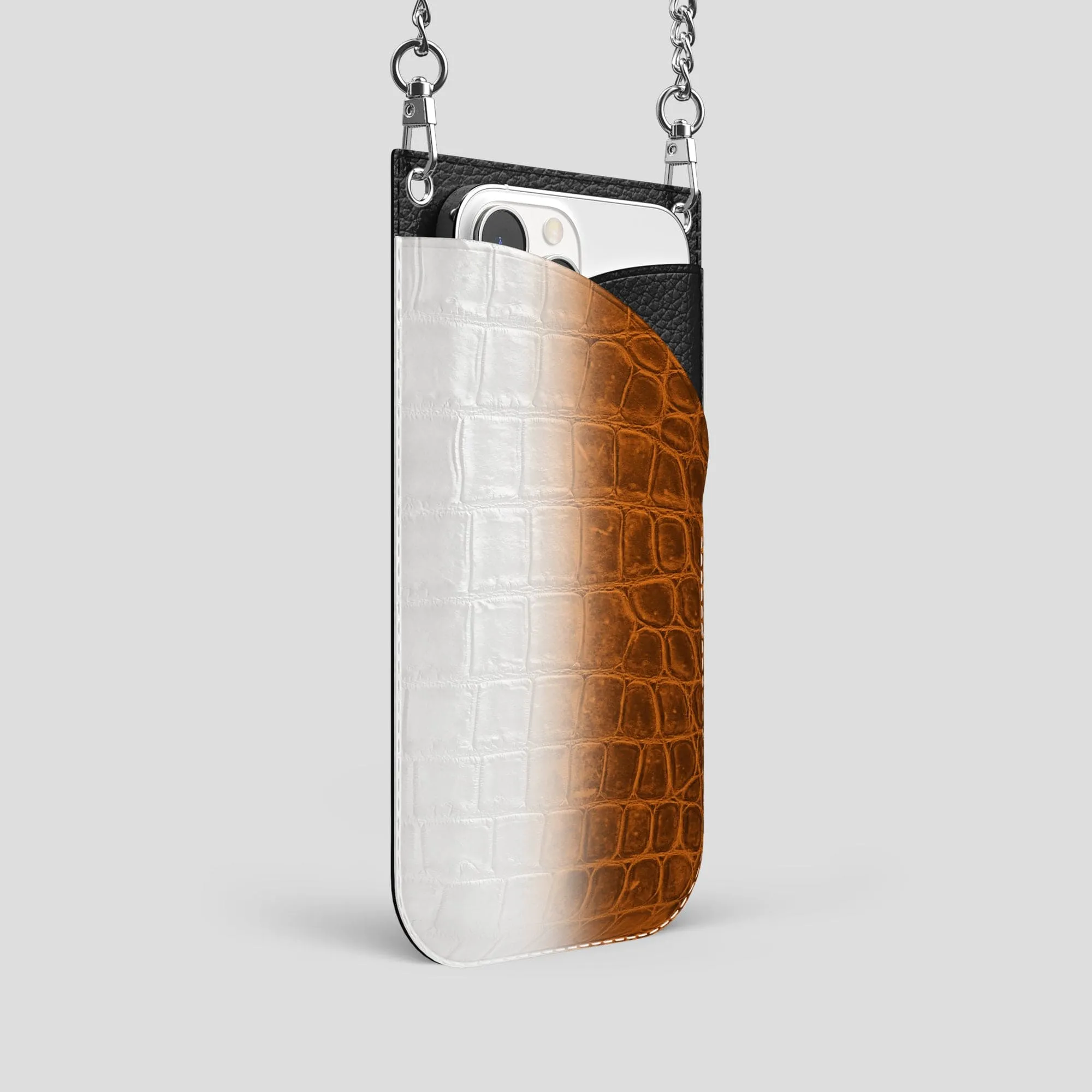 Crossbody Bag For iPhone 14 Pro In Himalayan Crocodile