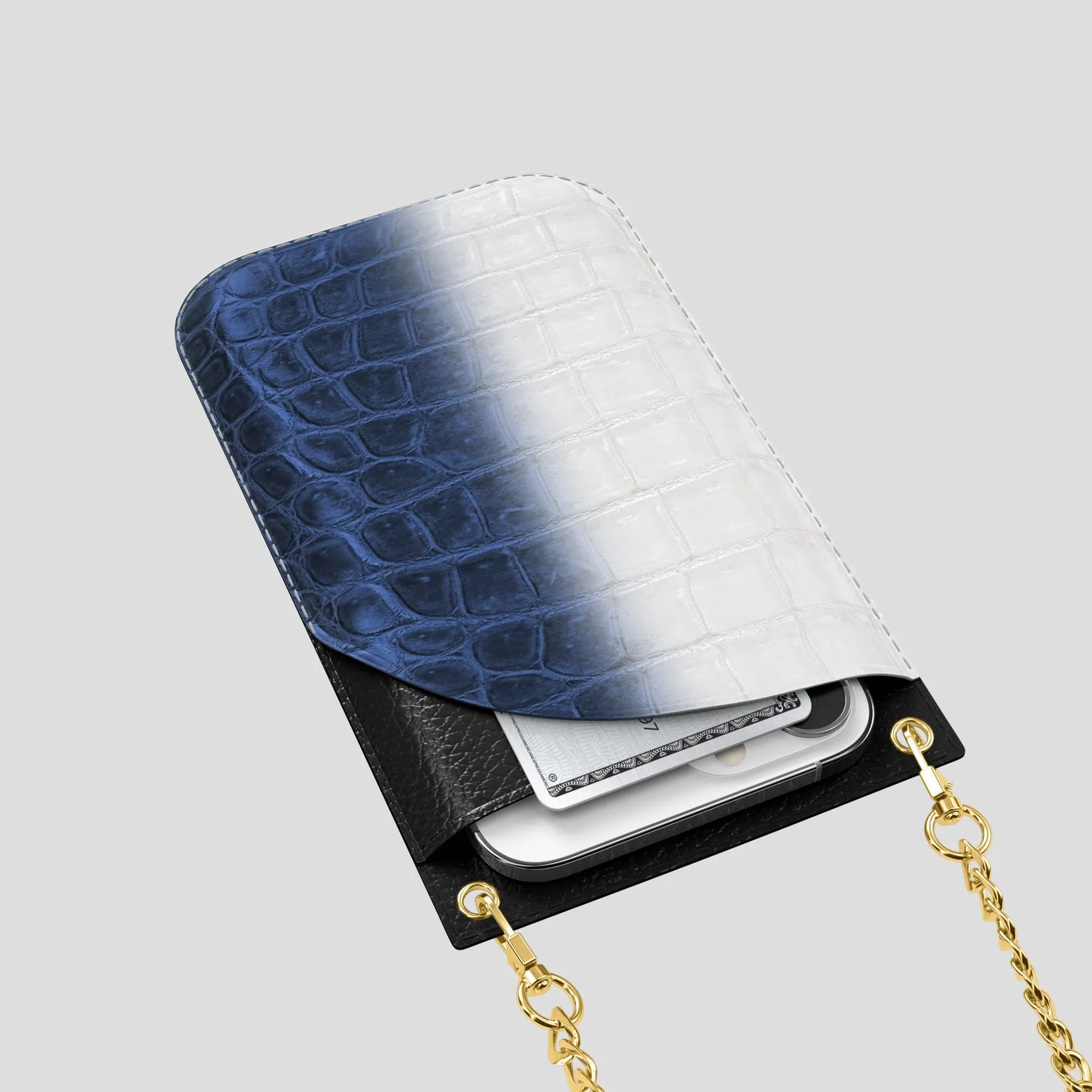Crossbody Bag For iPhone 14 Pro In Himalayan Crocodile