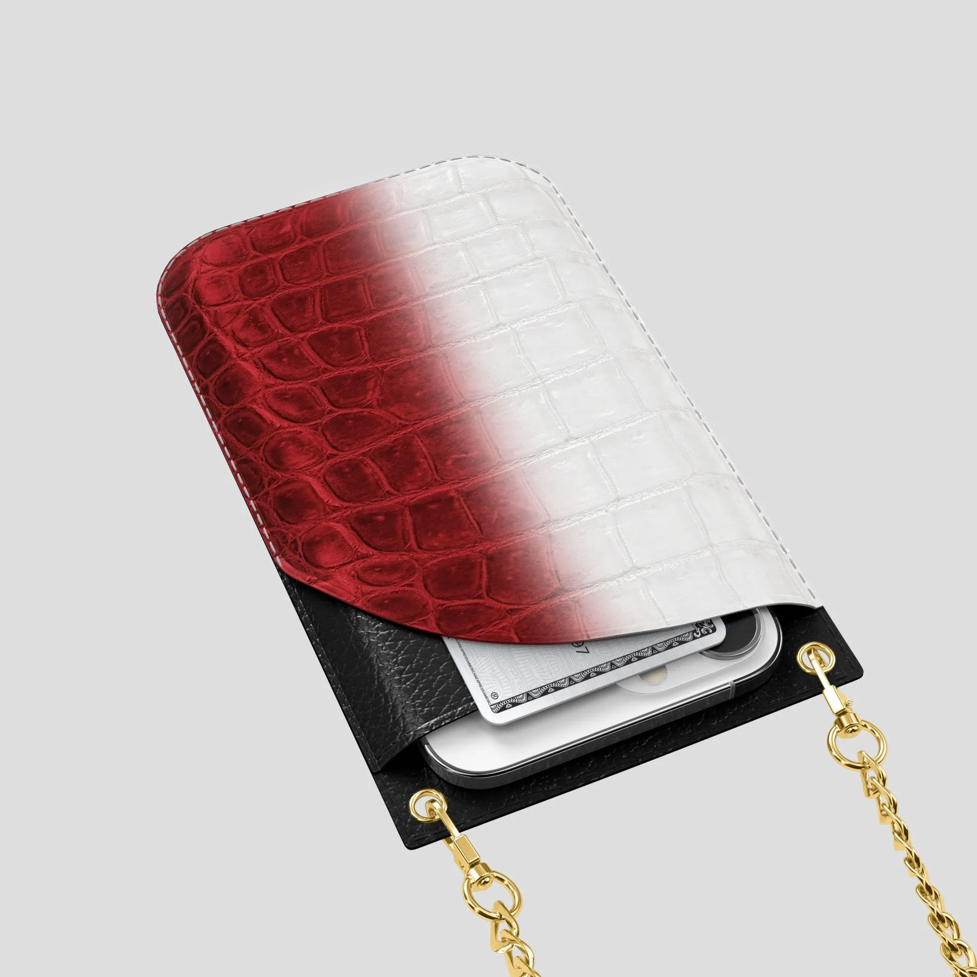 Crossbody Bag For iPhone 14 Pro In Himalayan Crocodile