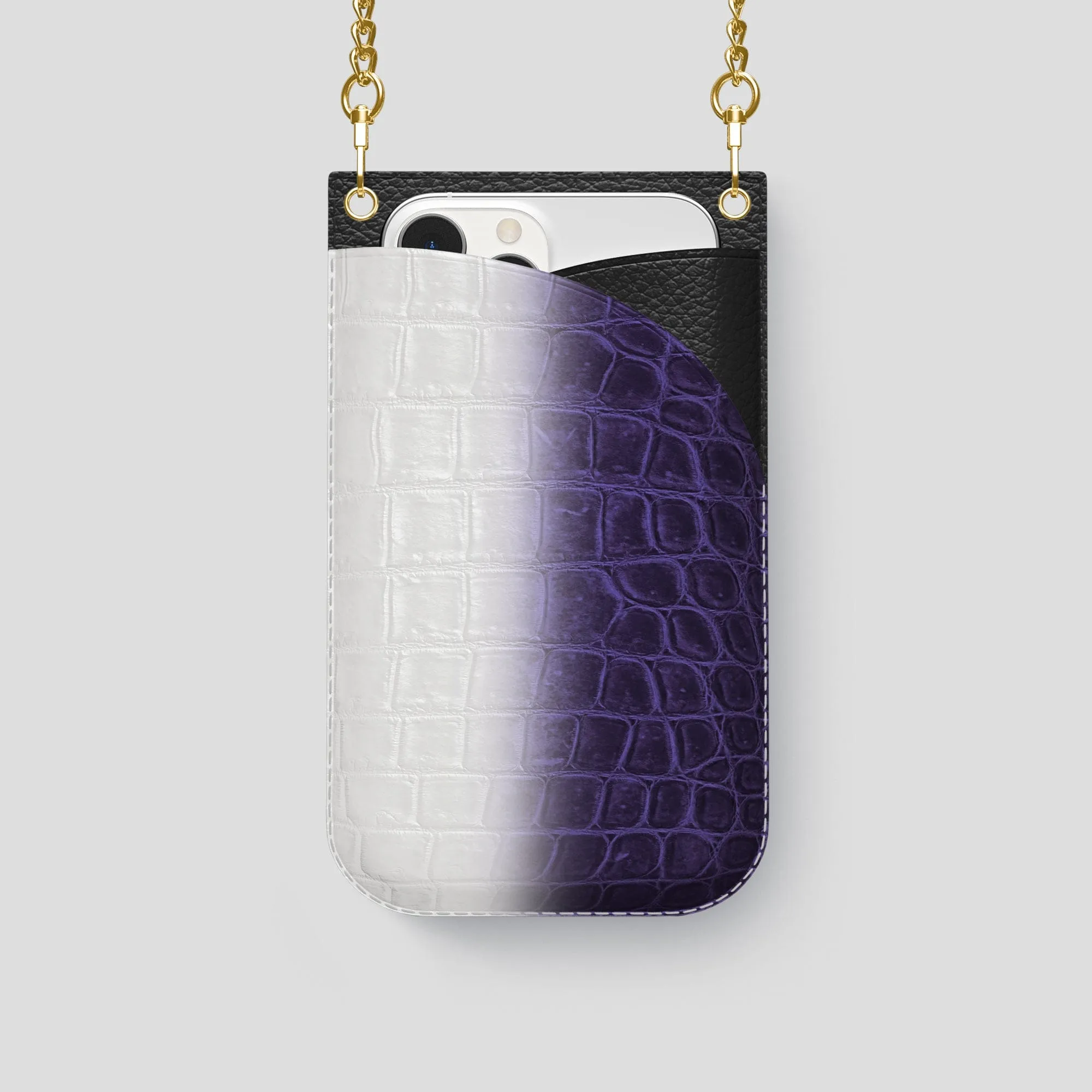 Crossbody Bag For iPhone 14 Pro In Himalayan Crocodile