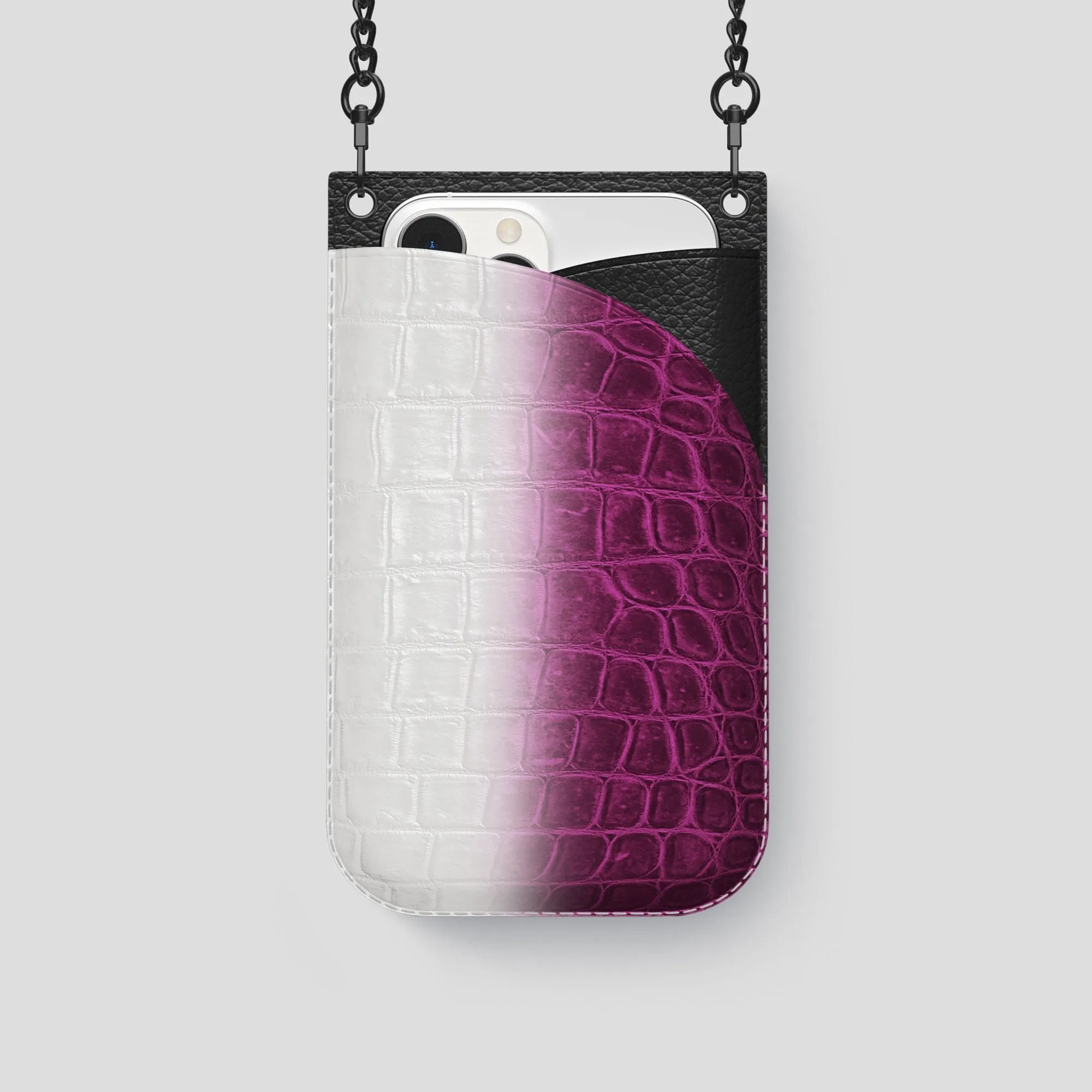 Crossbody Bag For iPhone 14 Pro In Himalayan Crocodile