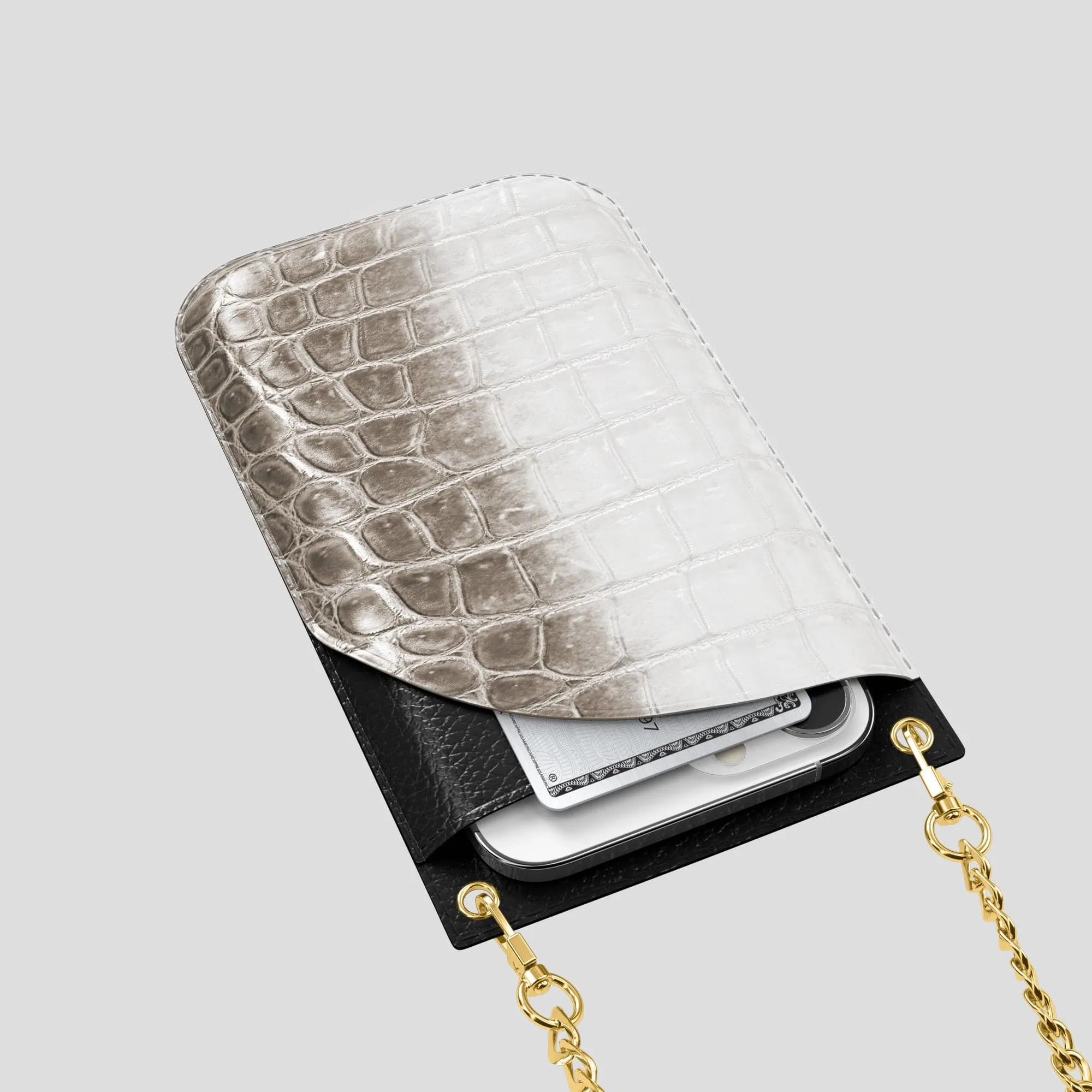 Crossbody Bag For iPhone 14 Pro In Himalayan Crocodile