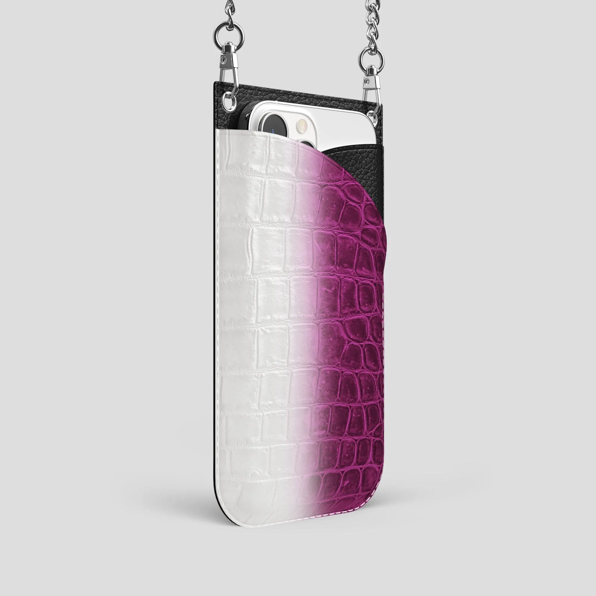Crossbody Bag For iPhone 14 Pro In Himalayan Crocodile