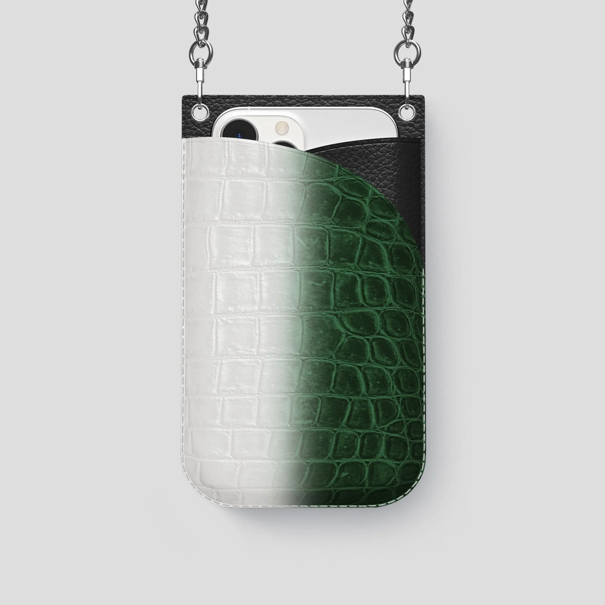 Crossbody Bag For iPhone 14 Pro In Himalayan Crocodile