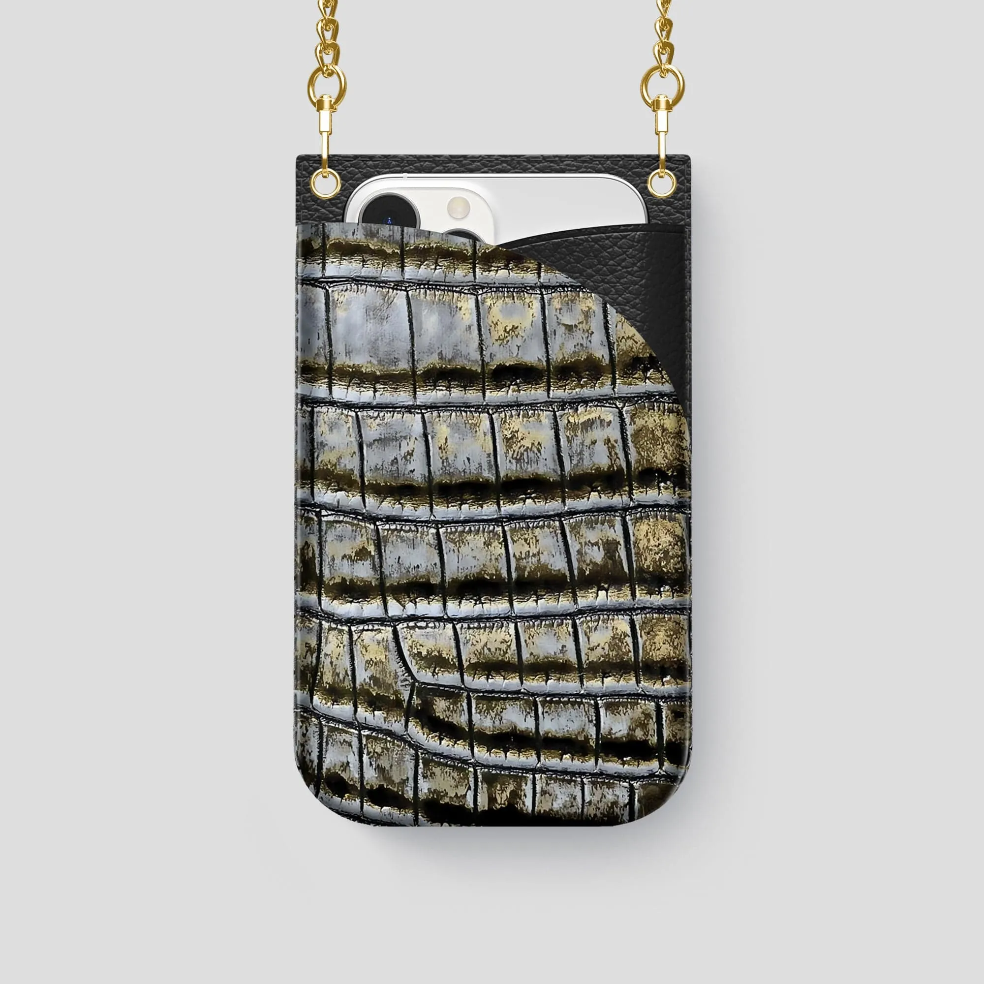 Crossbody Bag For iPhone 14 Pro In Himalayan Crocodile