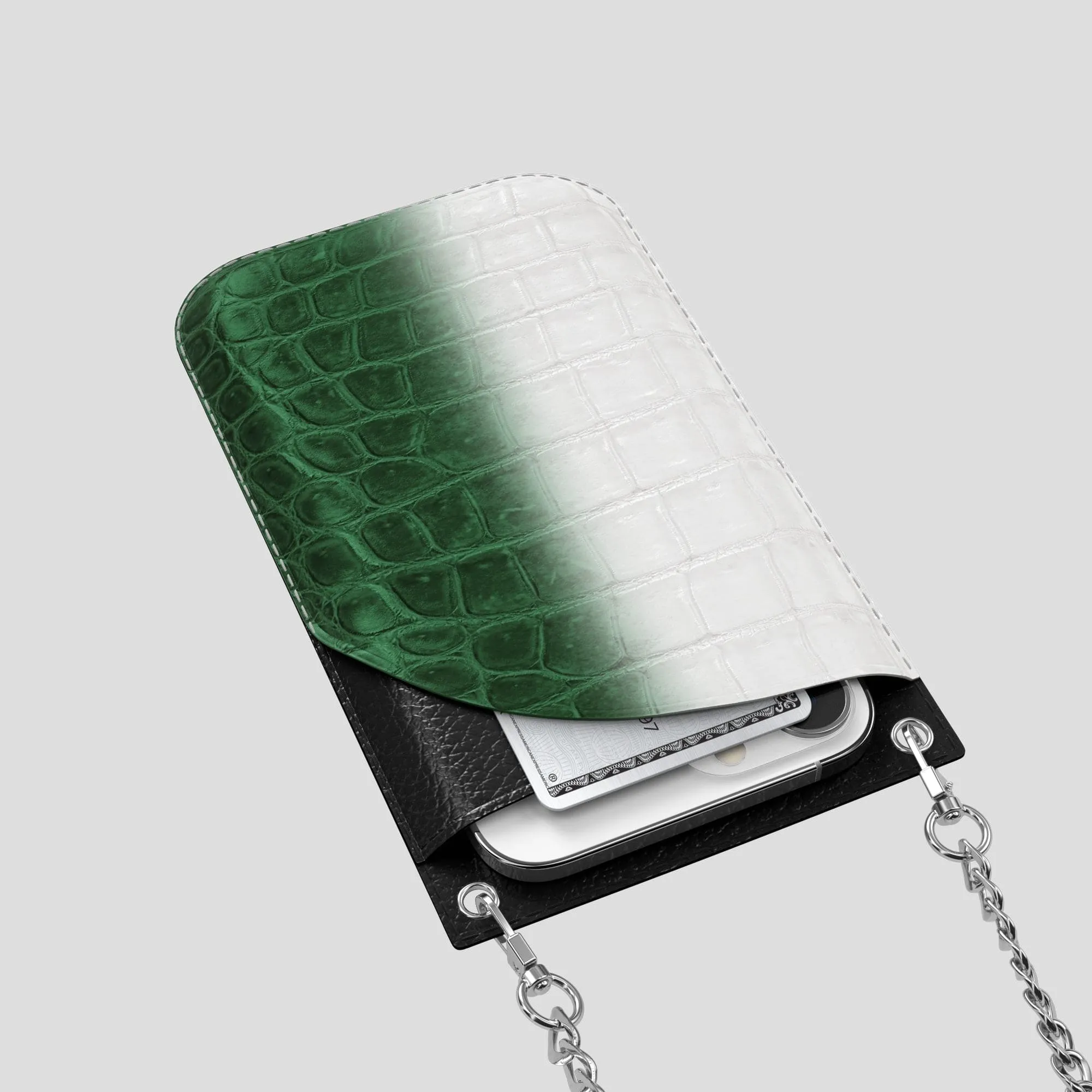 Crossbody Bag For iPhone 14 Pro In Himalayan Crocodile