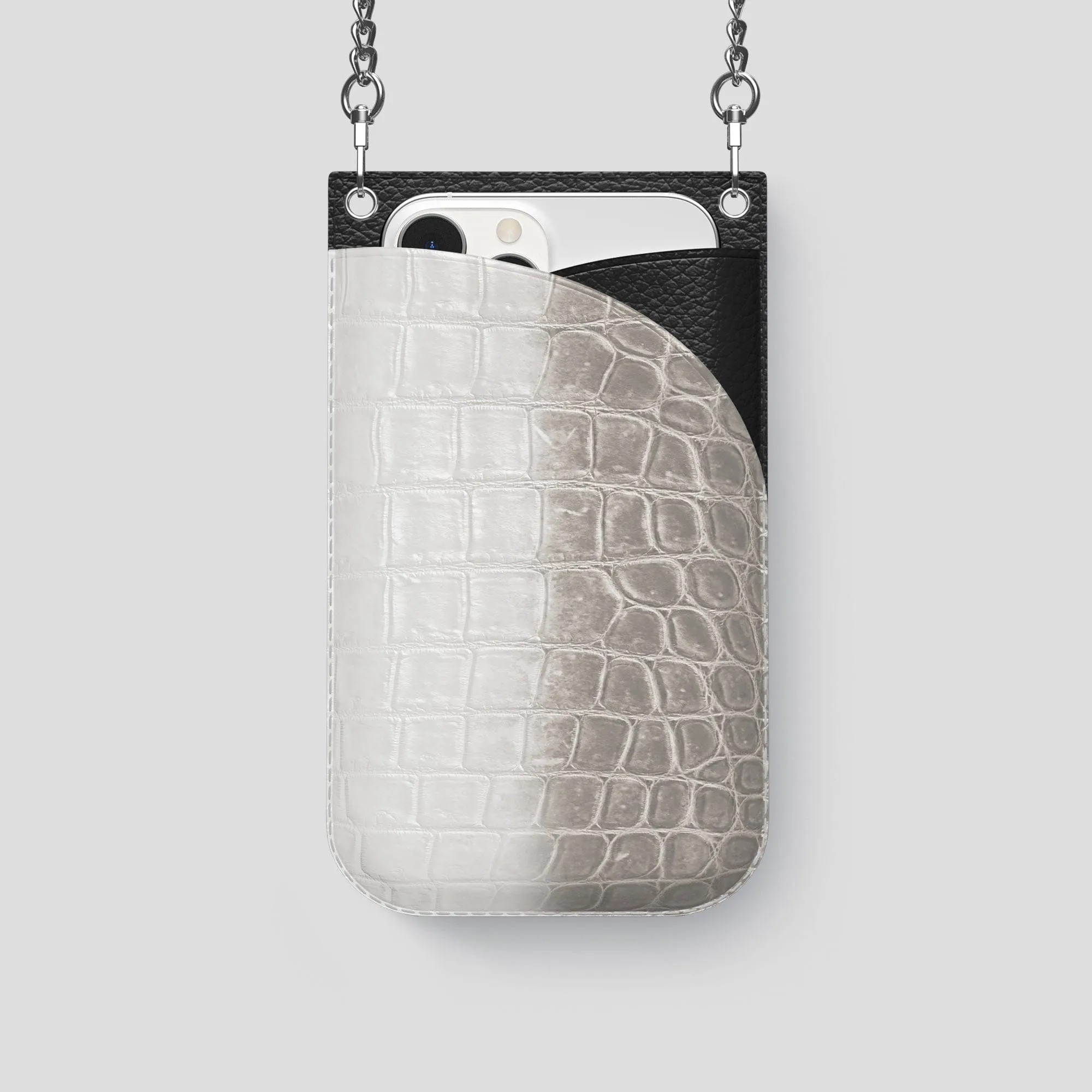 Crossbody Bag For iPhone 14 Pro In Himalayan Crocodile