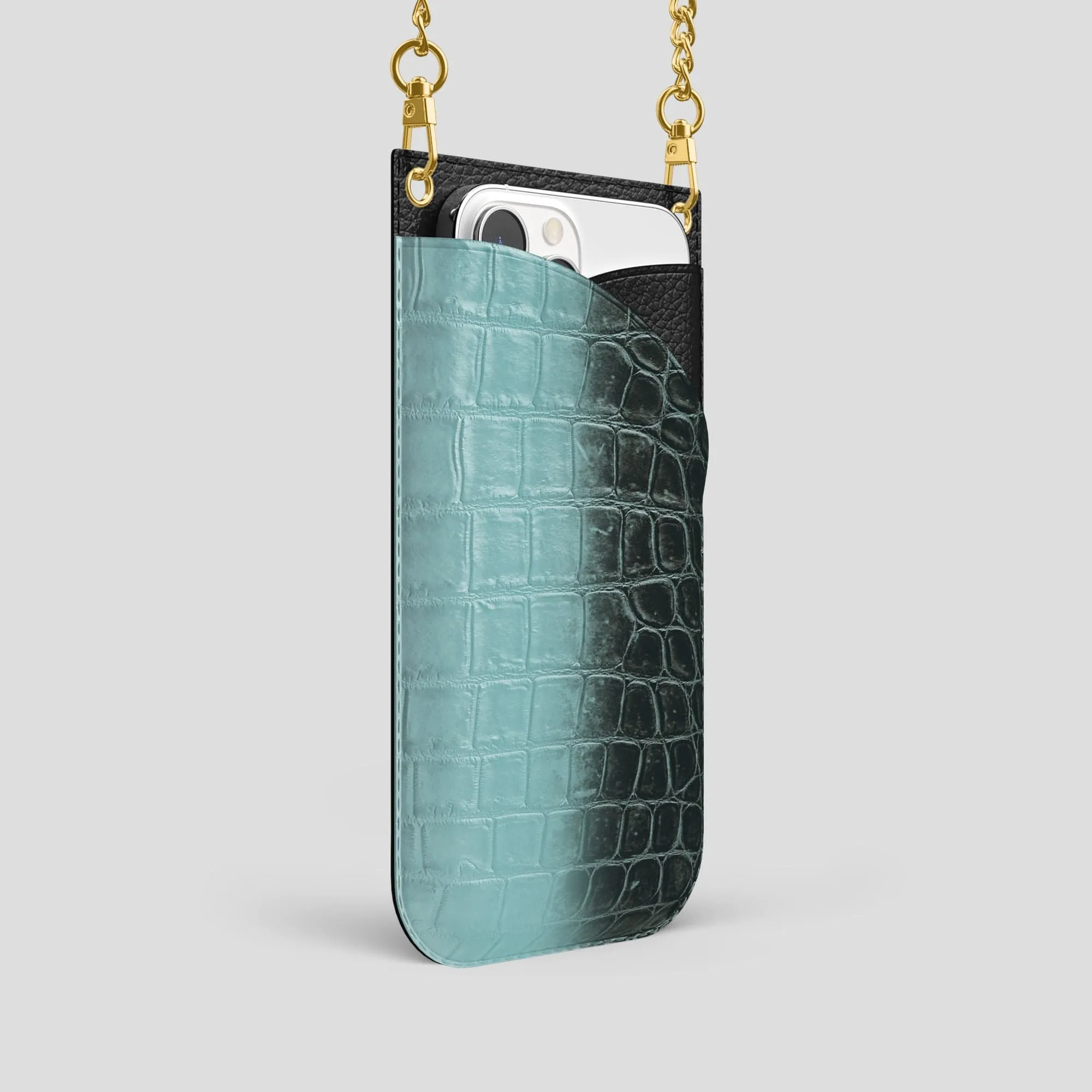 Crossbody Bag For iPhone 14 Pro In Himalayan Crocodile