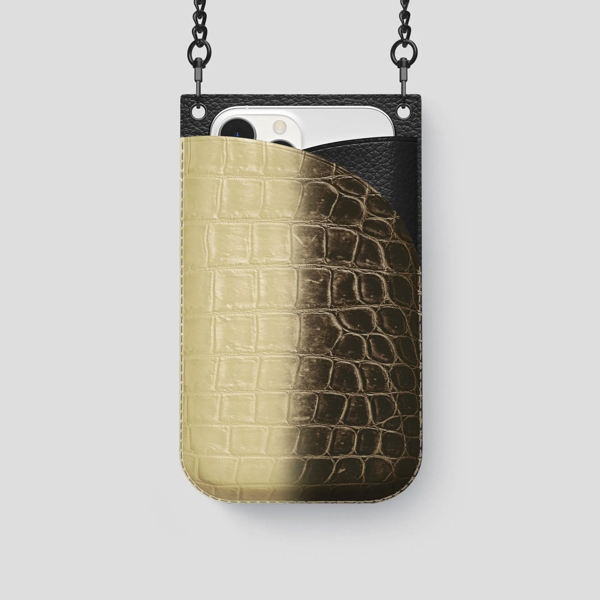Crossbody Bag For iPhone 14 Pro In Himalayan Crocodile
