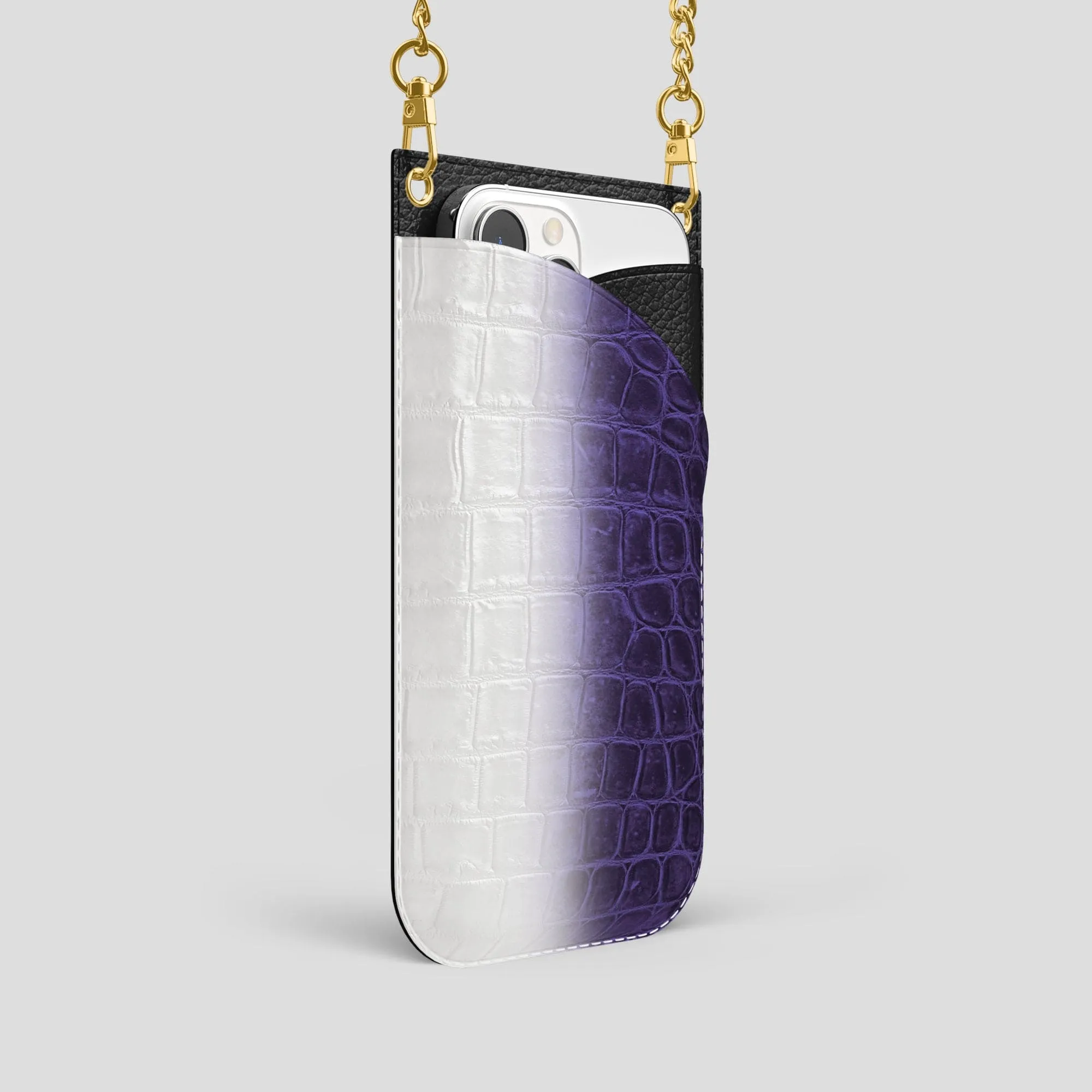 Crossbody Bag For iPhone 14 Pro In Himalayan Crocodile