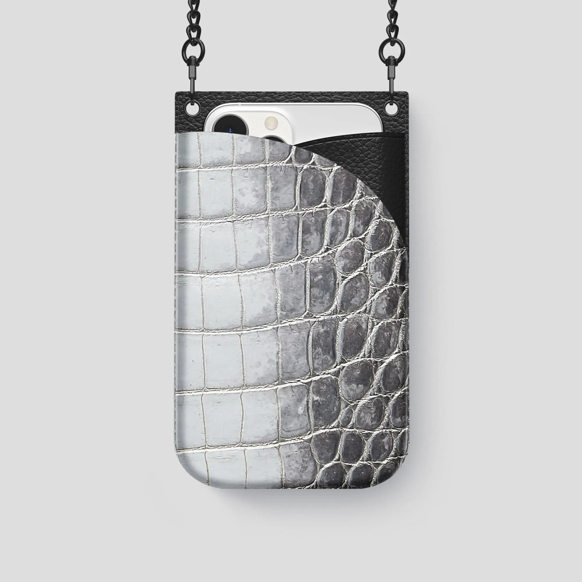 Crossbody Bag For iPhone 14 Pro In Himalayan Crocodile
