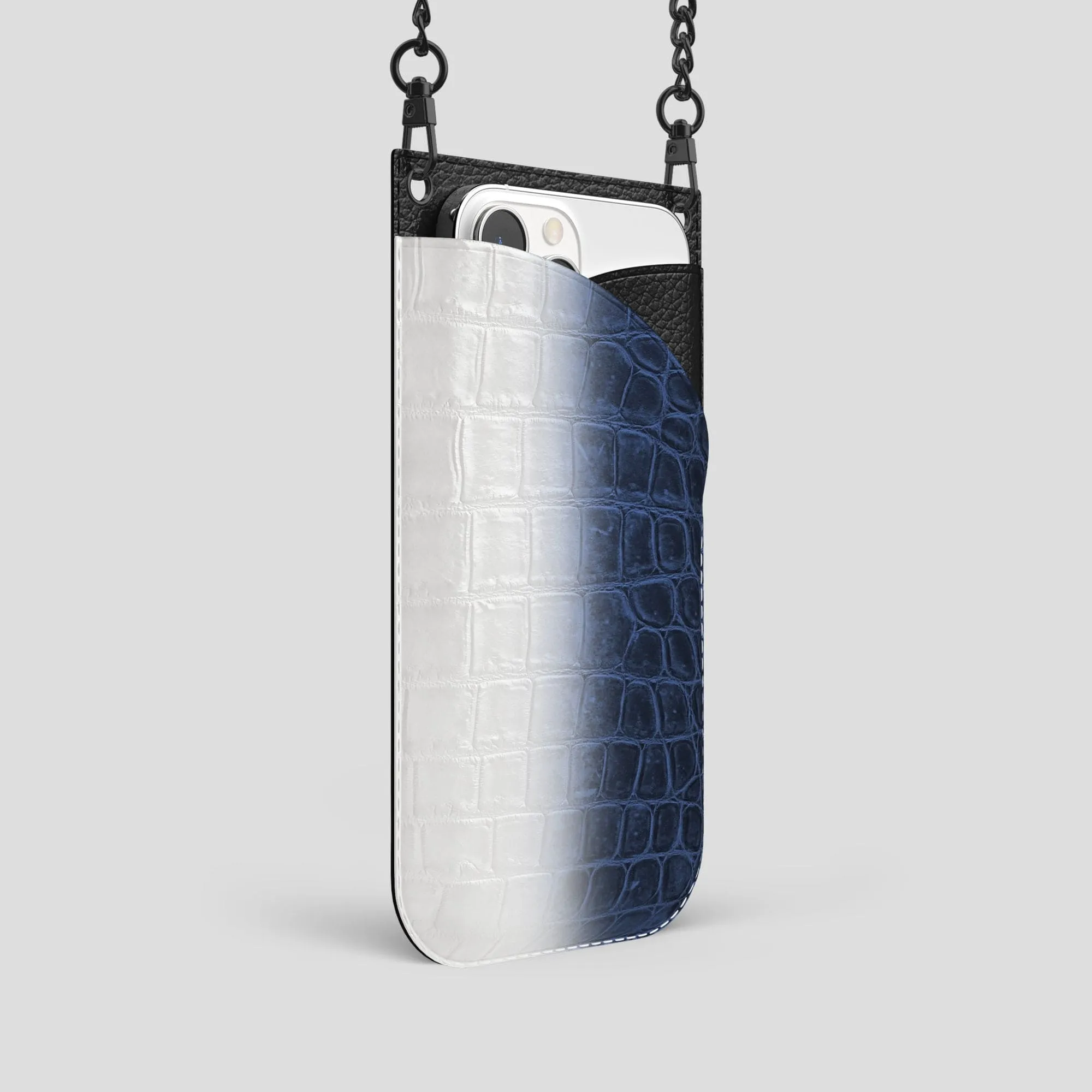 Crossbody Bag For iPhone 14 Pro In Himalayan Crocodile