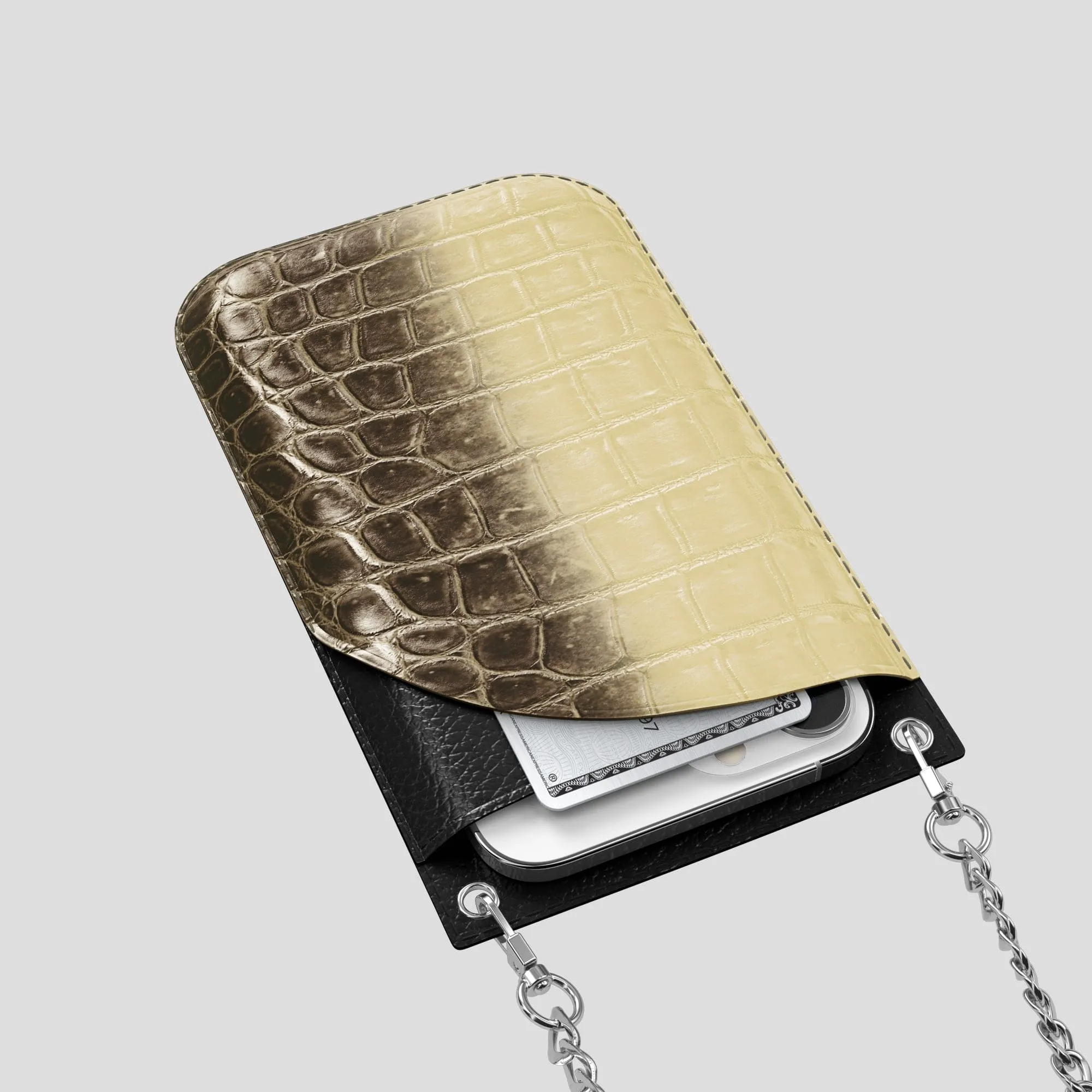 Crossbody Bag For iPhone 14 Pro In Himalayan Crocodile