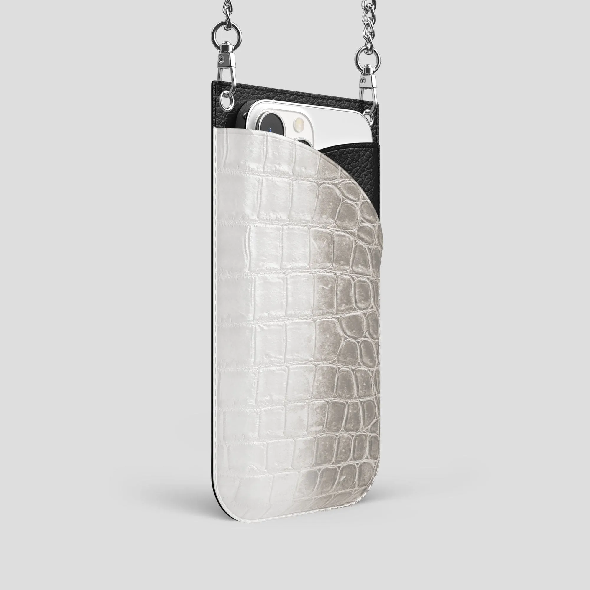 Crossbody Bag For iPhone 14 Pro In Himalayan Crocodile