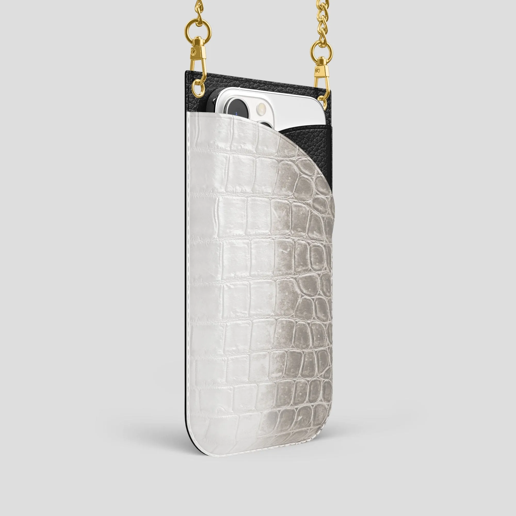Crossbody Bag For iPhone 14 Pro In Himalayan Crocodile