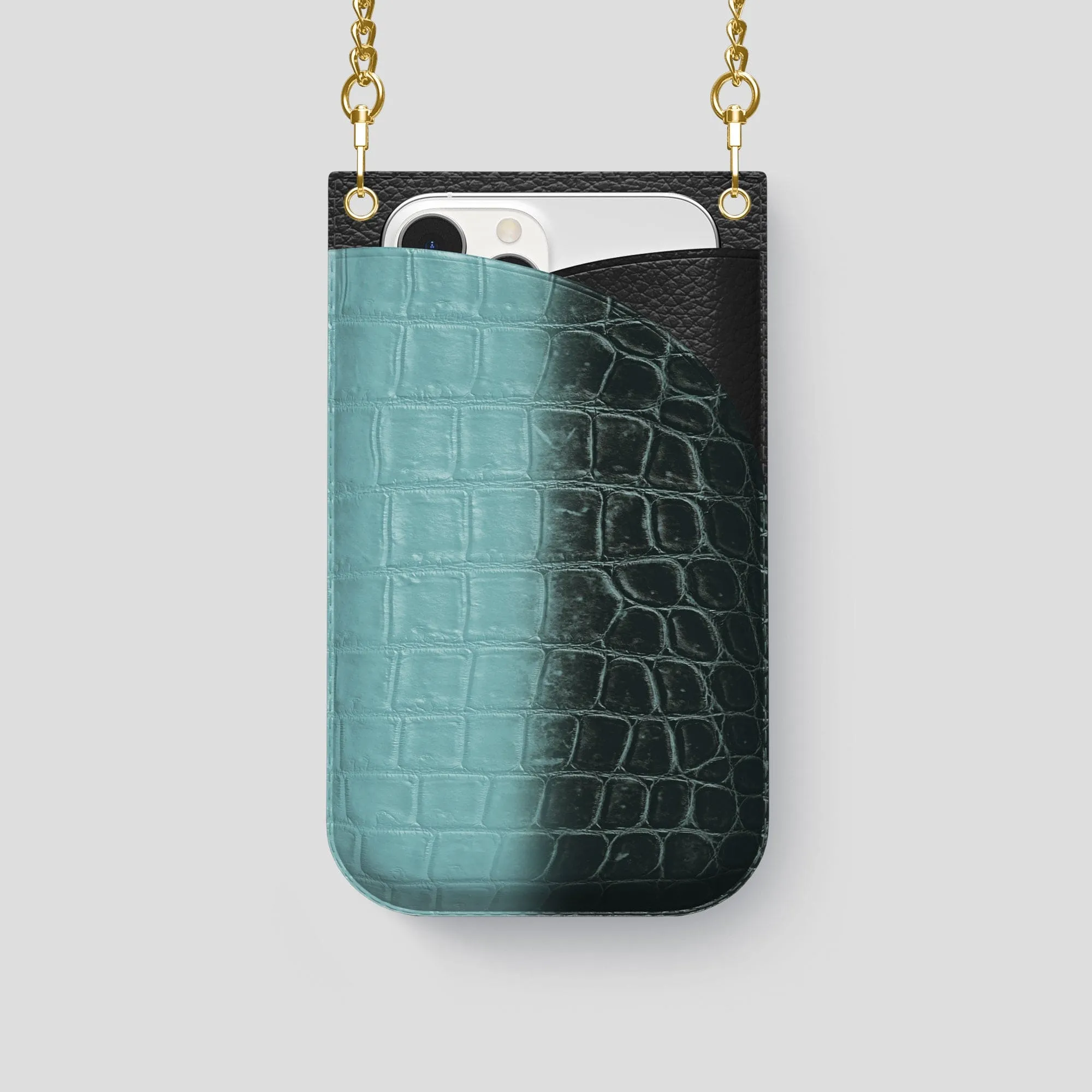 Crossbody Bag For iPhone 14 Pro In Himalayan Crocodile