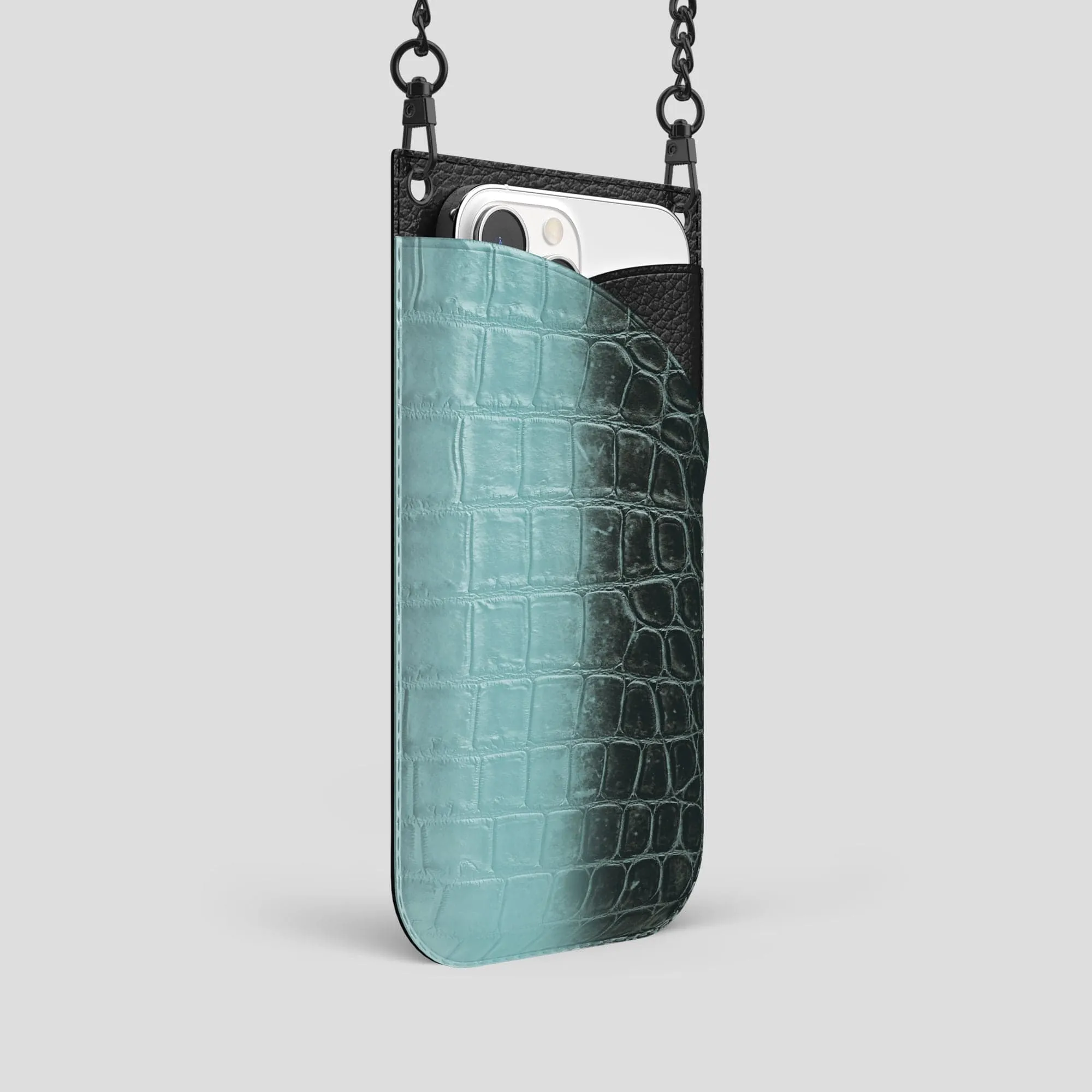 Crossbody Bag For iPhone 14 Pro In Himalayan Crocodile
