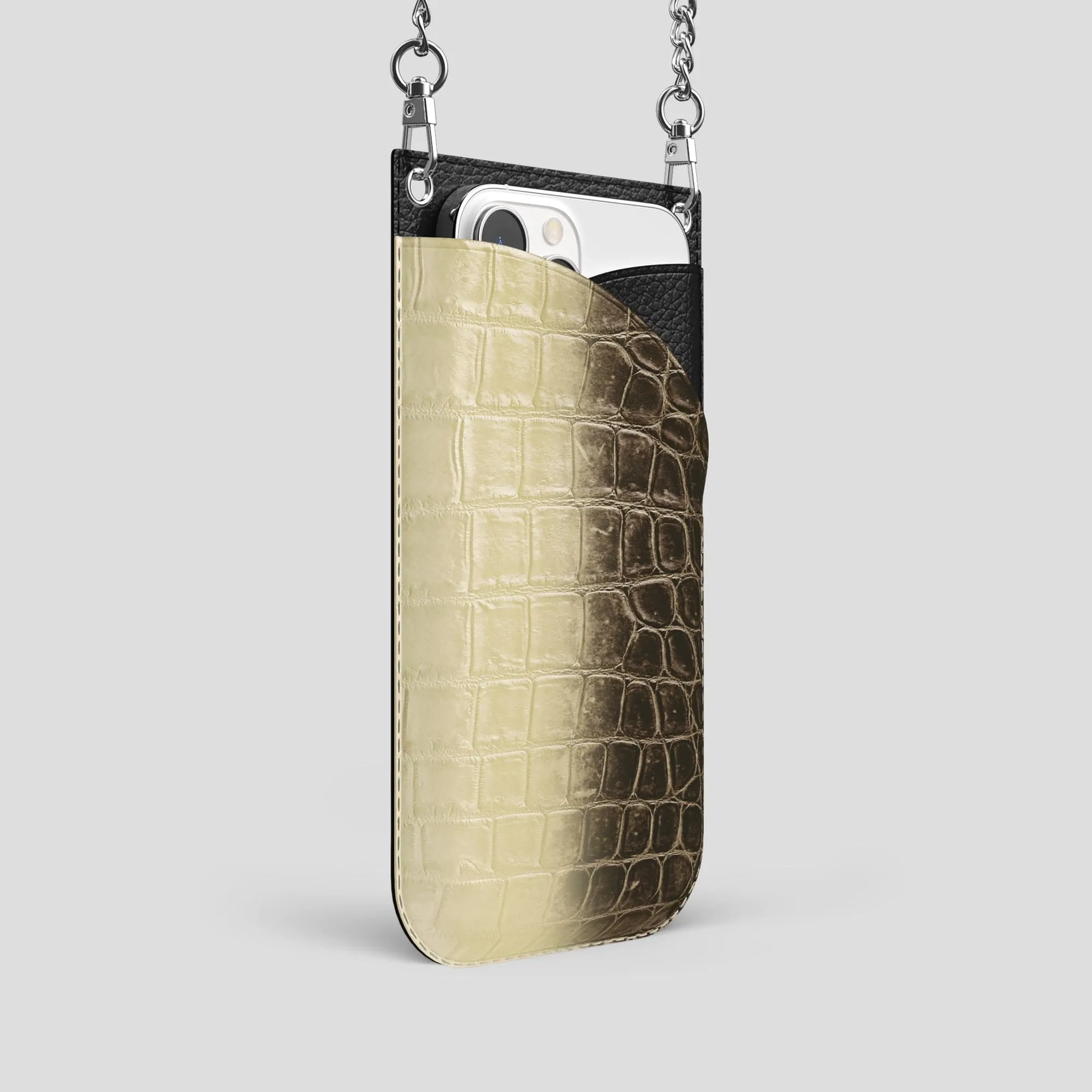 Crossbody Bag For iPhone 14 Pro In Himalayan Crocodile