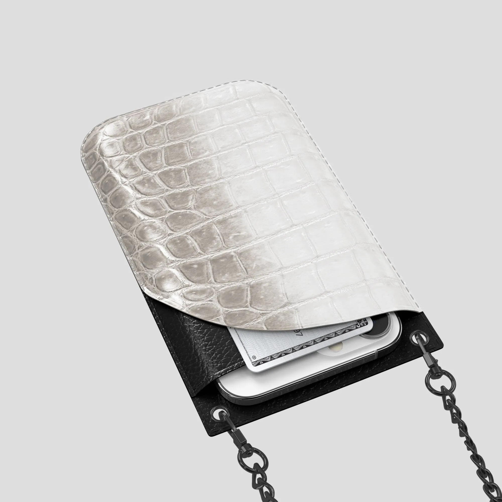 Crossbody Bag For iPhone 14 Pro In Himalayan Crocodile