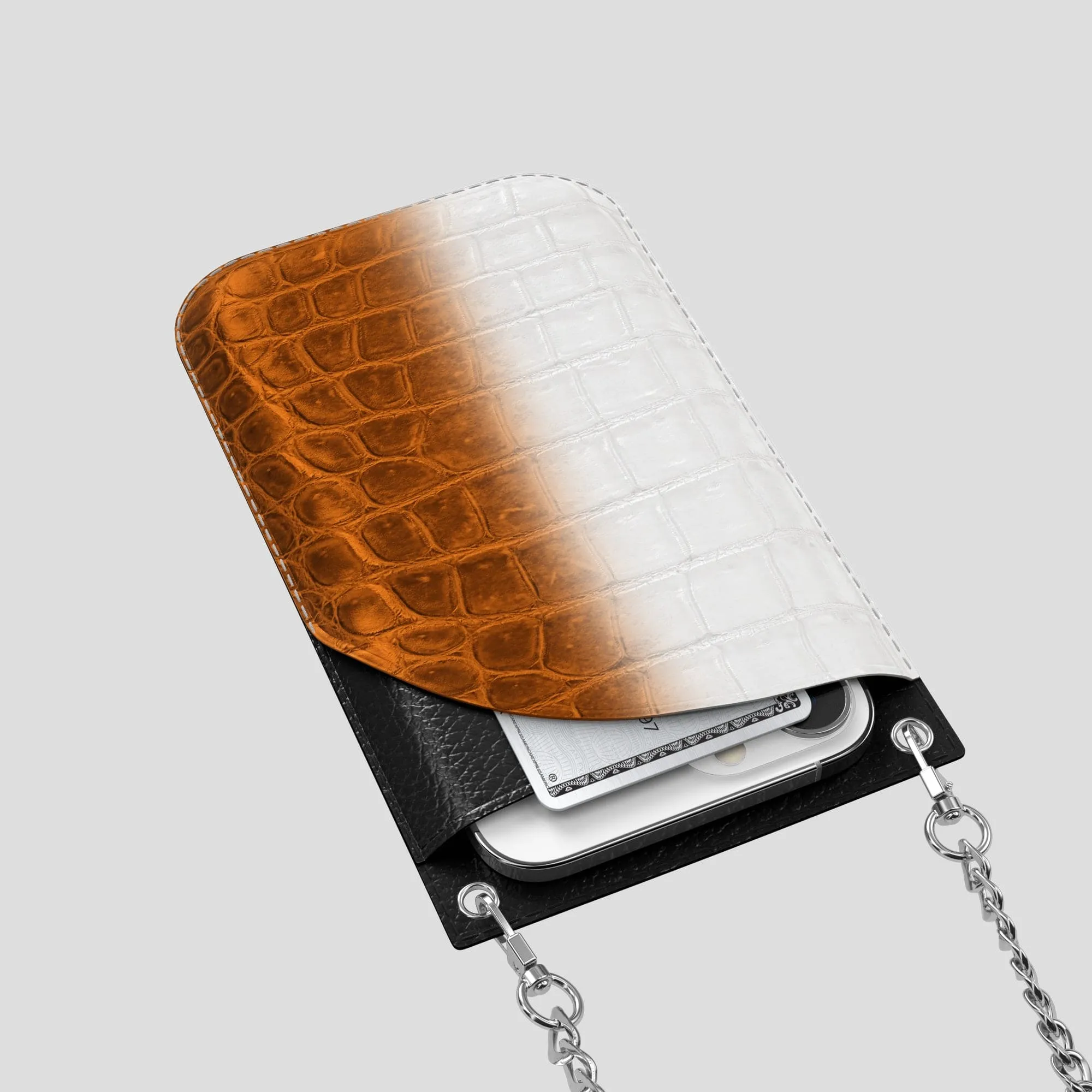 Crossbody Bag For iPhone 14 Pro In Himalayan Crocodile