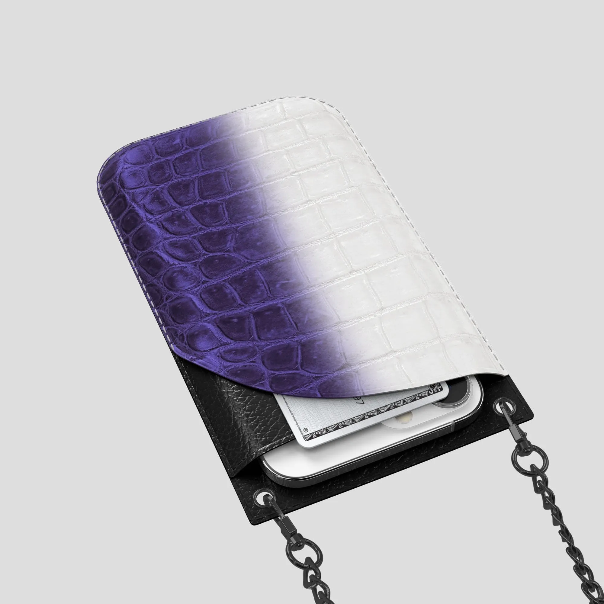 Crossbody Bag For iPhone 14 Pro In Himalayan Crocodile