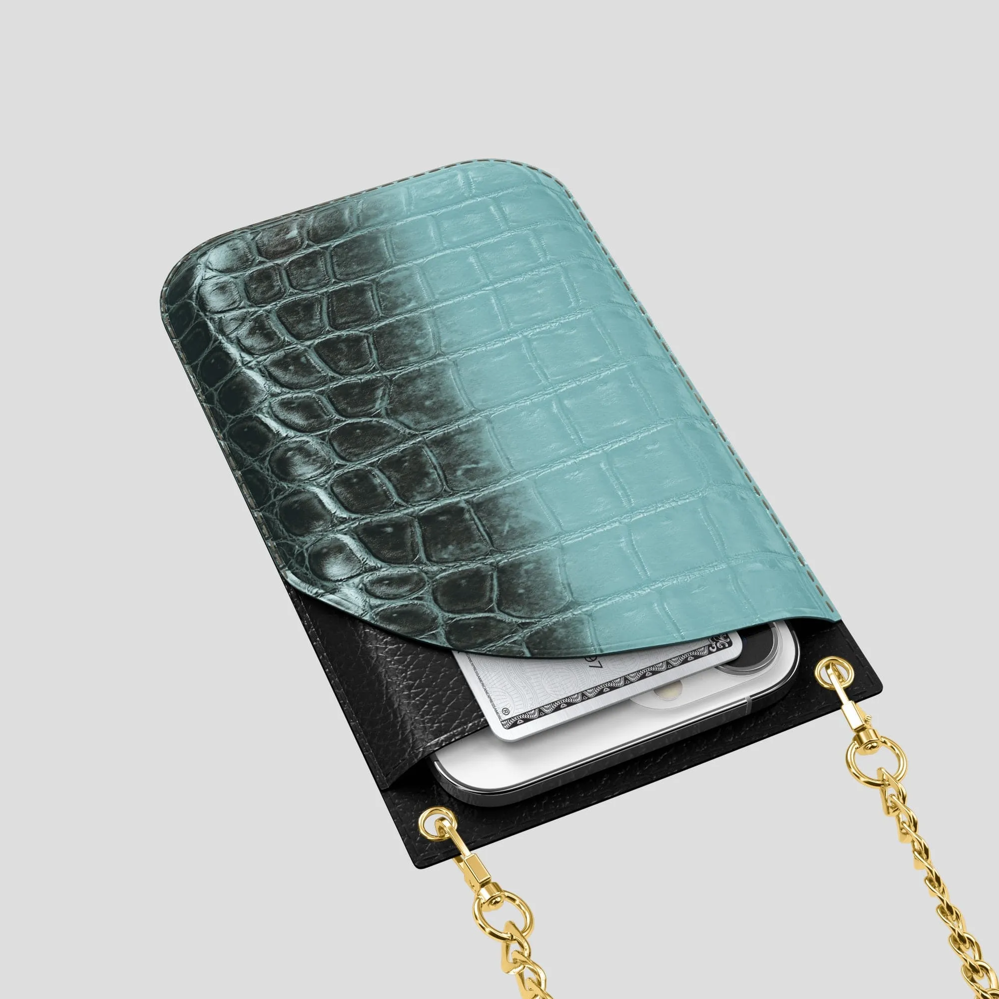 Crossbody Bag For iPhone 14 Pro In Himalayan Crocodile