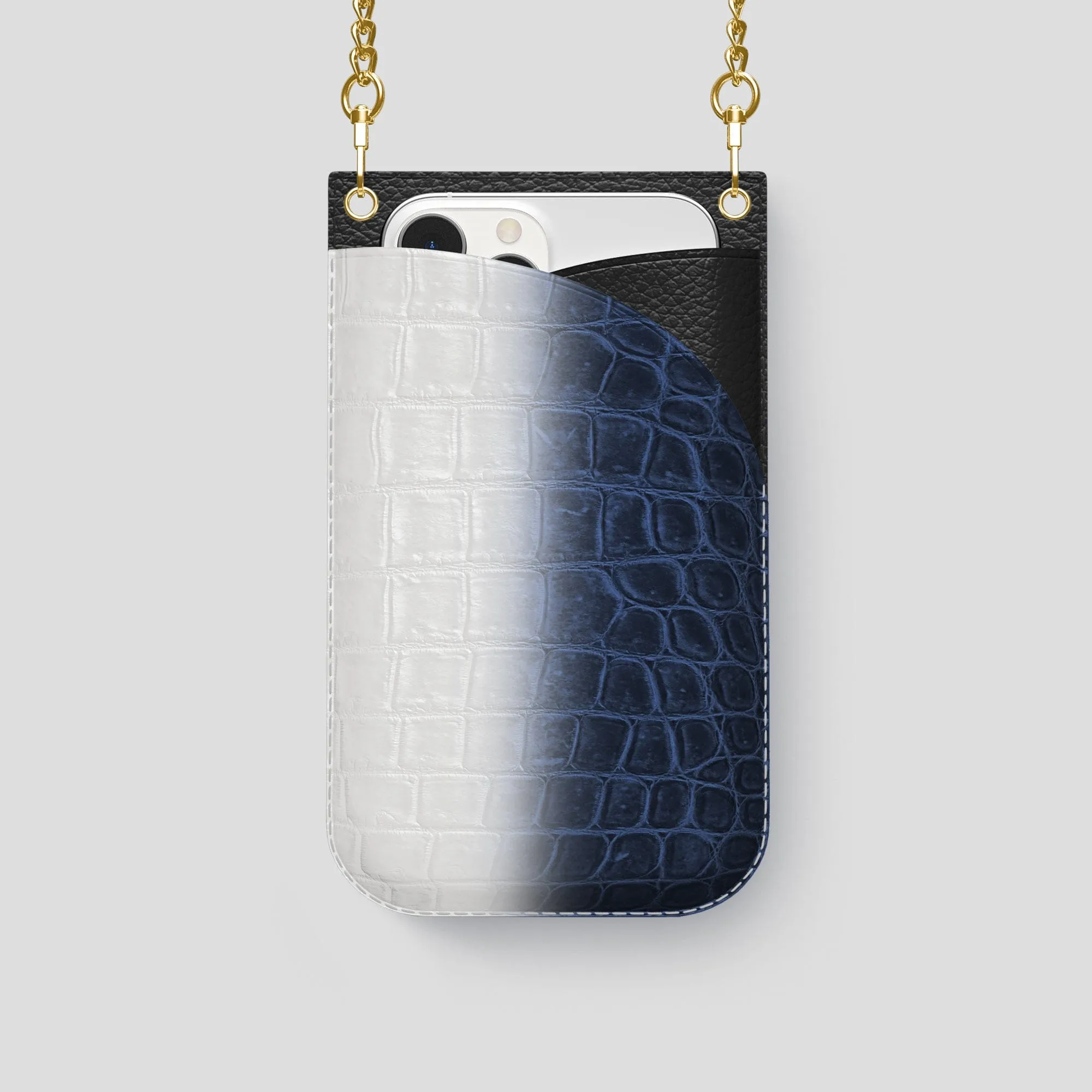 Crossbody Bag For iPhone 14 Pro In Himalayan Crocodile