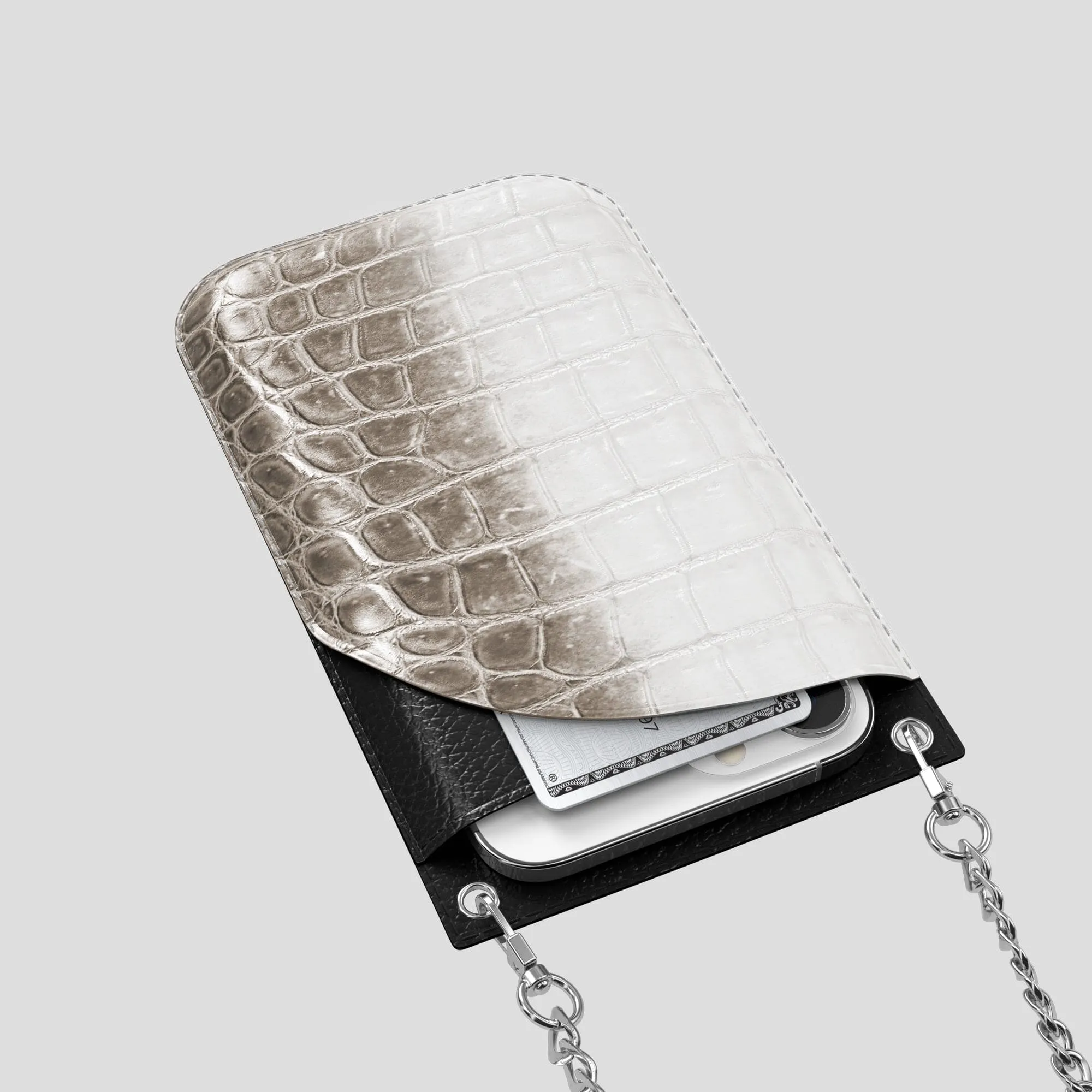 Crossbody Bag For iPhone 14 Pro In Himalayan Crocodile