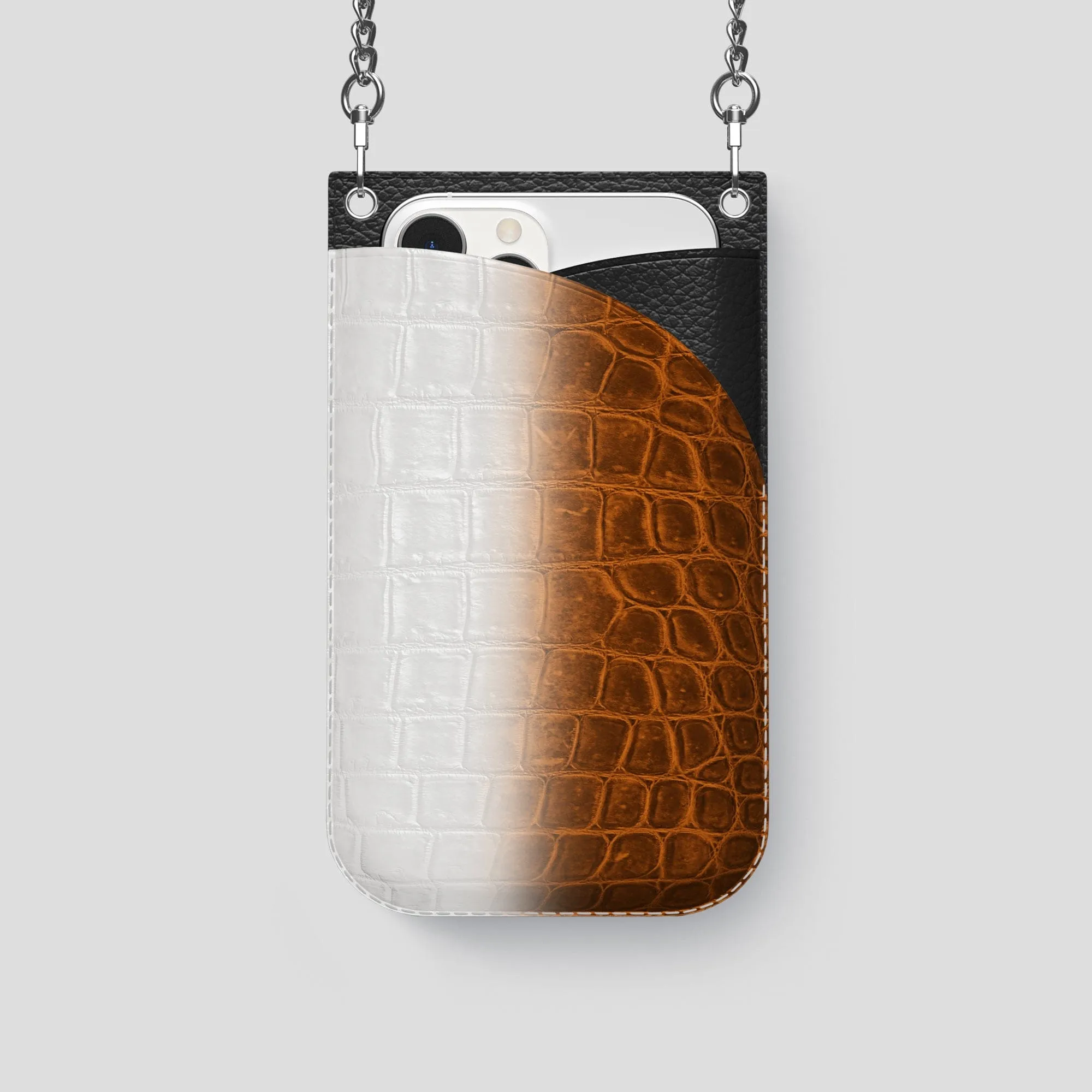 Crossbody Bag For iPhone 14 Pro In Himalayan Crocodile