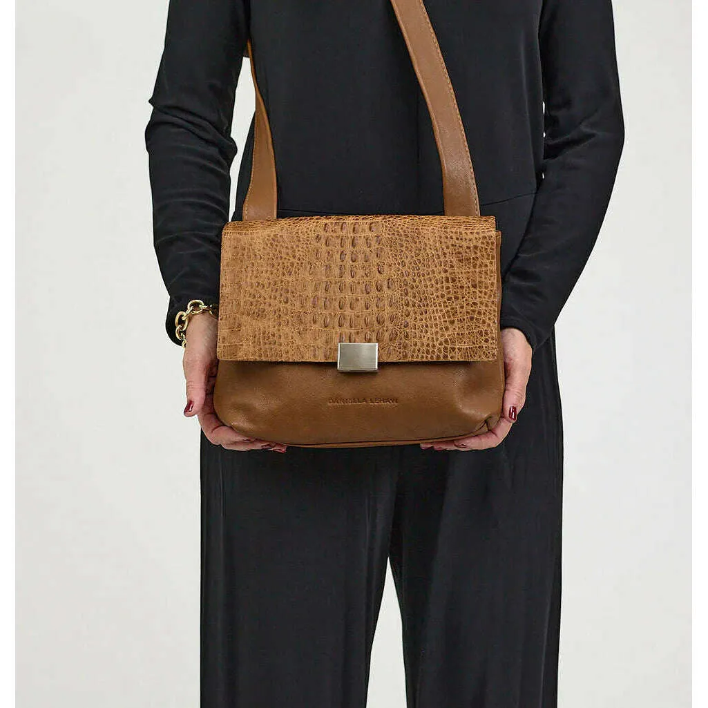 DANIELLA LEHAVI - Charlotte Crossbody Bag in Camel Crocco