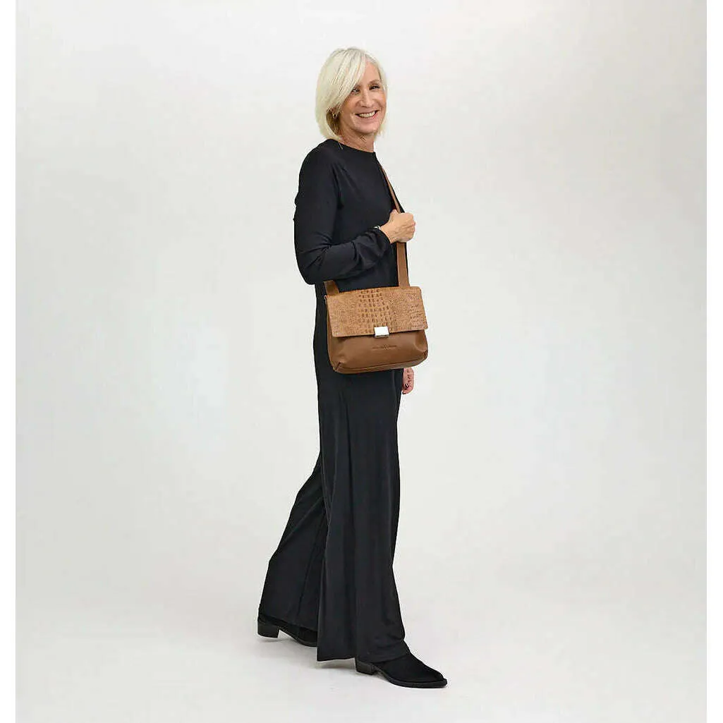 DANIELLA LEHAVI - Charlotte Crossbody Bag in Camel Crocco